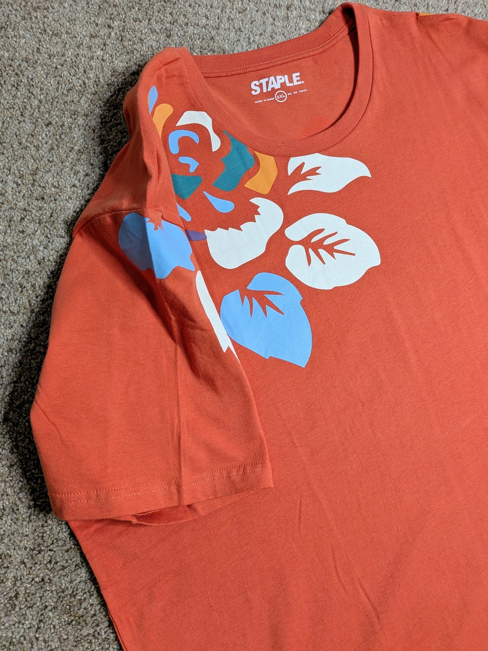 Staple Pigeon Floral Graphic T Shirt 3XL Orange Streetwear - Picture 11 of 16